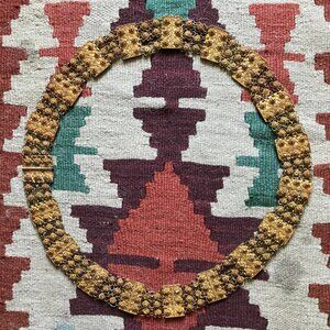 Vintage 1950's Designer Gold Enamel Chain Belt, Filigree, Medium